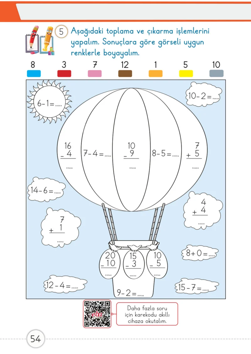 1. Sınıf Matematik Ders Kitabı Cevapları Meb Yayınları 2. Kitap Sayfa 54