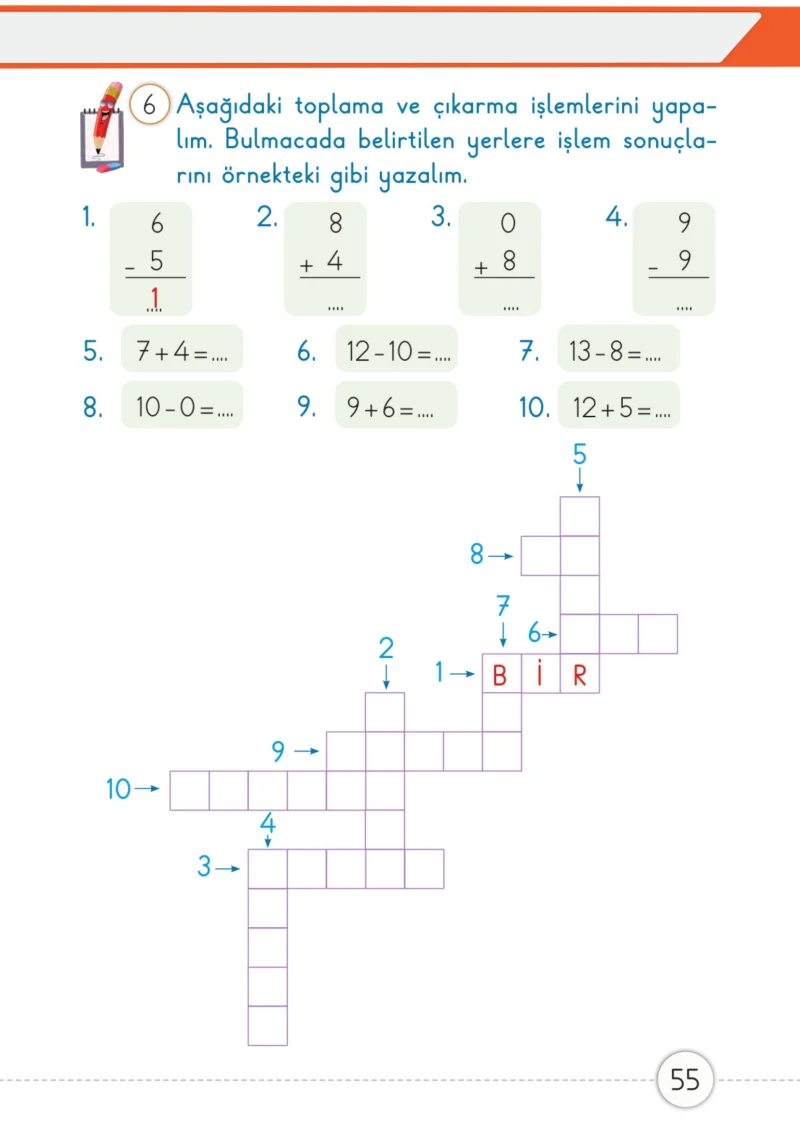 1. Sınıf Matematik Ders Kitabı Cevapları Meb Yayınları 2. Kitap Sayfa 55