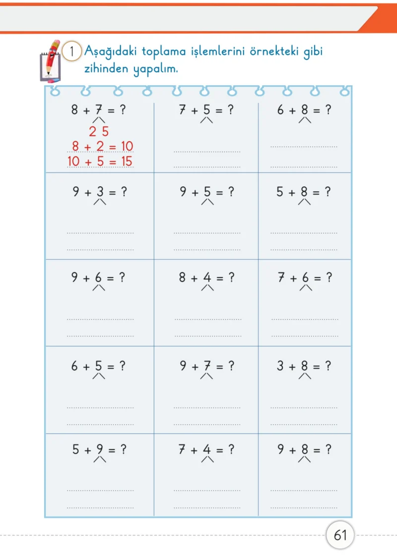 1. Sınıf Matematik Ders Kitabı Cevapları Meb Yayınları 2. Kitap Sayfa 61