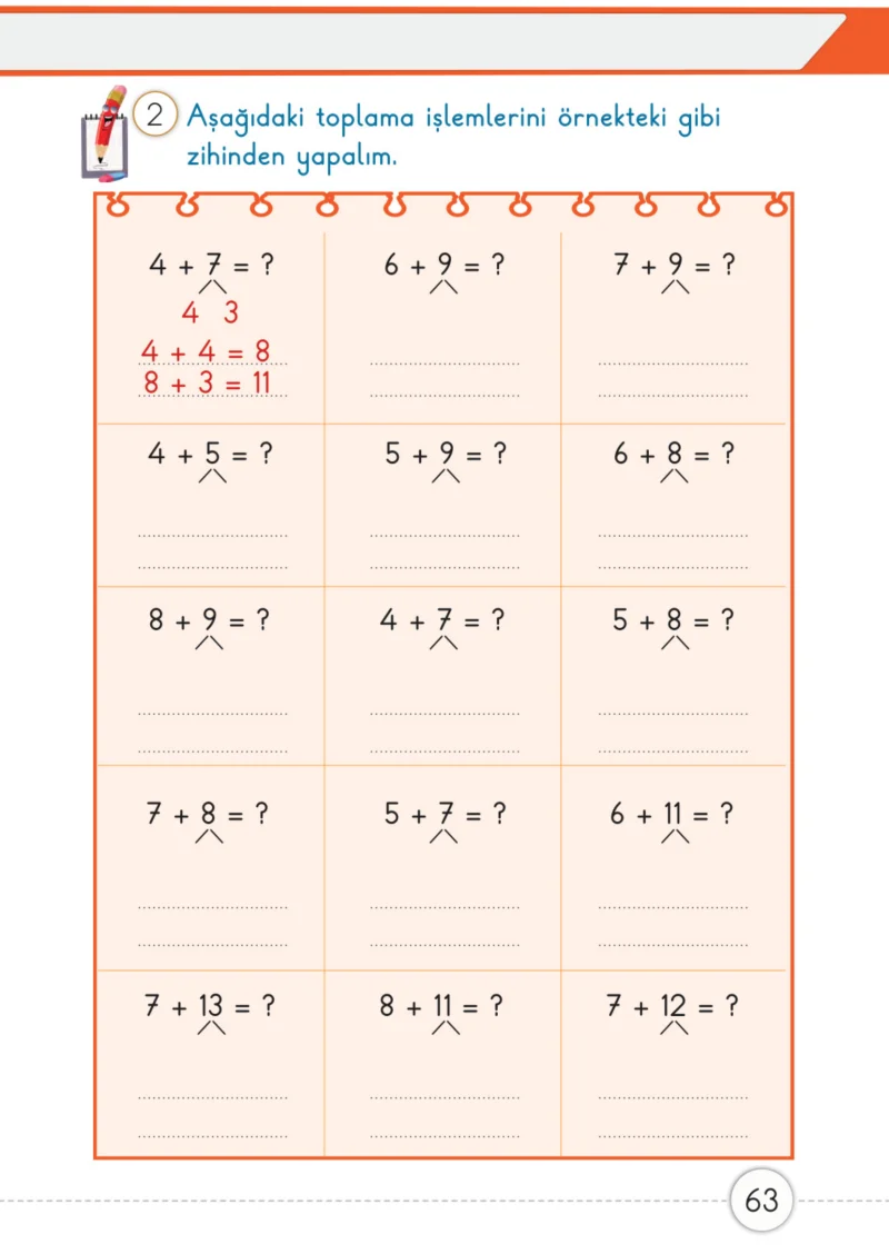 1. Sınıf Matematik Ders Kitabı Cevapları Meb Yayınları 2. Kitap Sayfa 63
