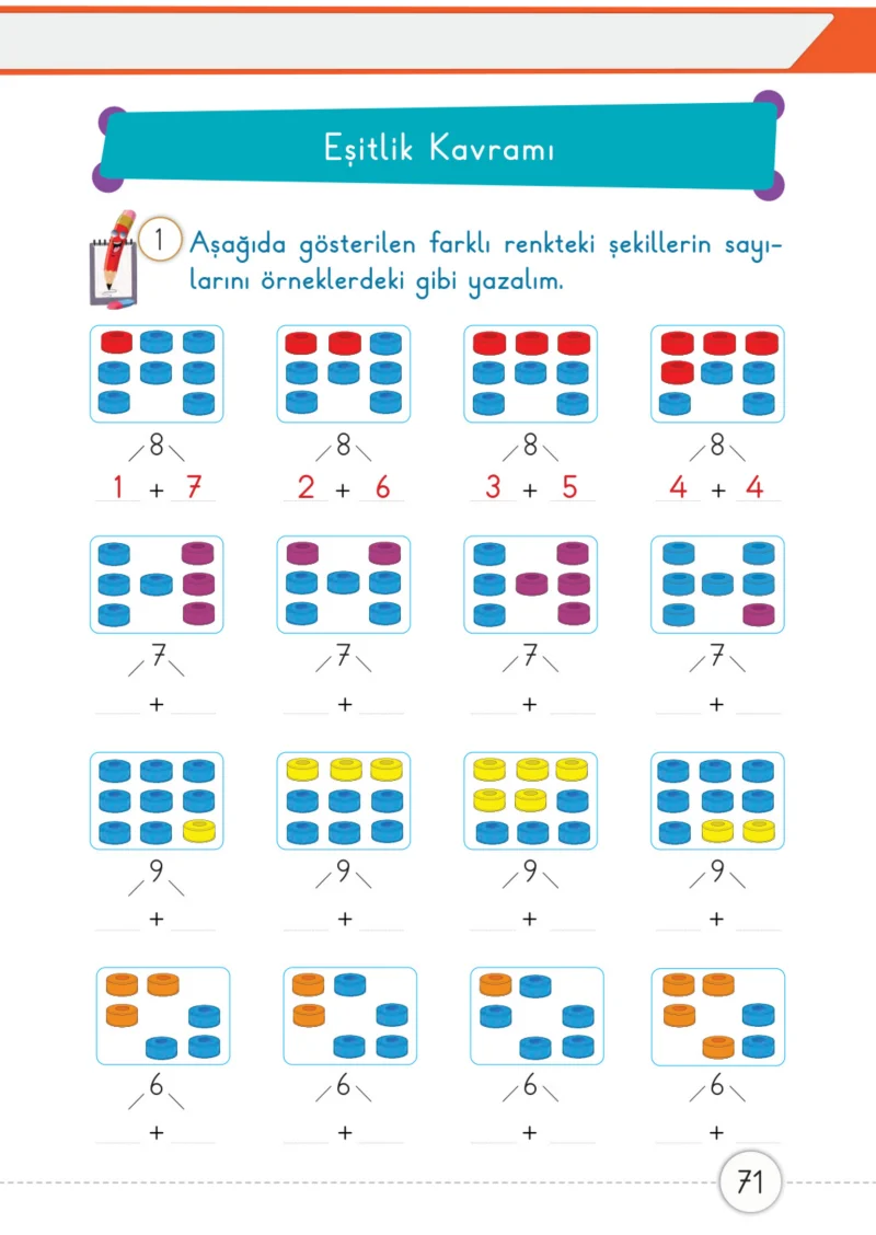 1. Sınıf Matematik Ders Kitabı Cevapları Meb Yayınları 2. Kitap Sayfa 71