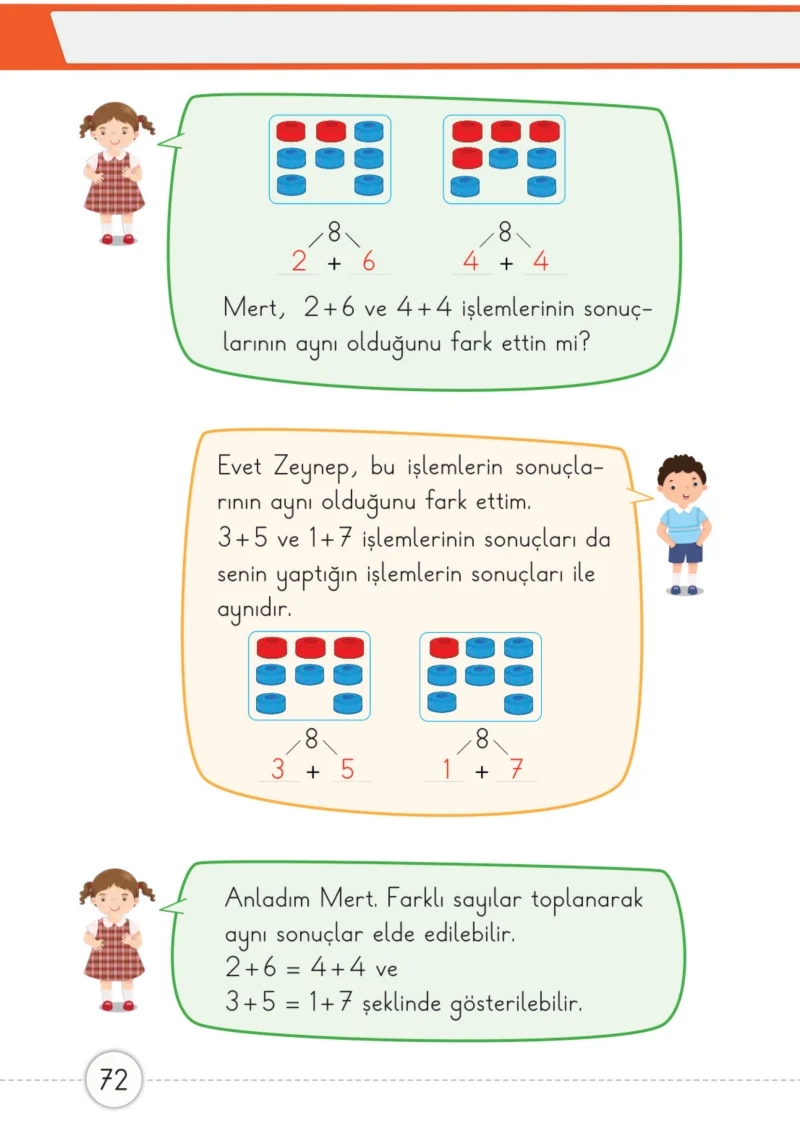 1. Sınıf Matematik Ders Kitabı Cevapları Meb Yayınları 2. Kitap Sayfa 72