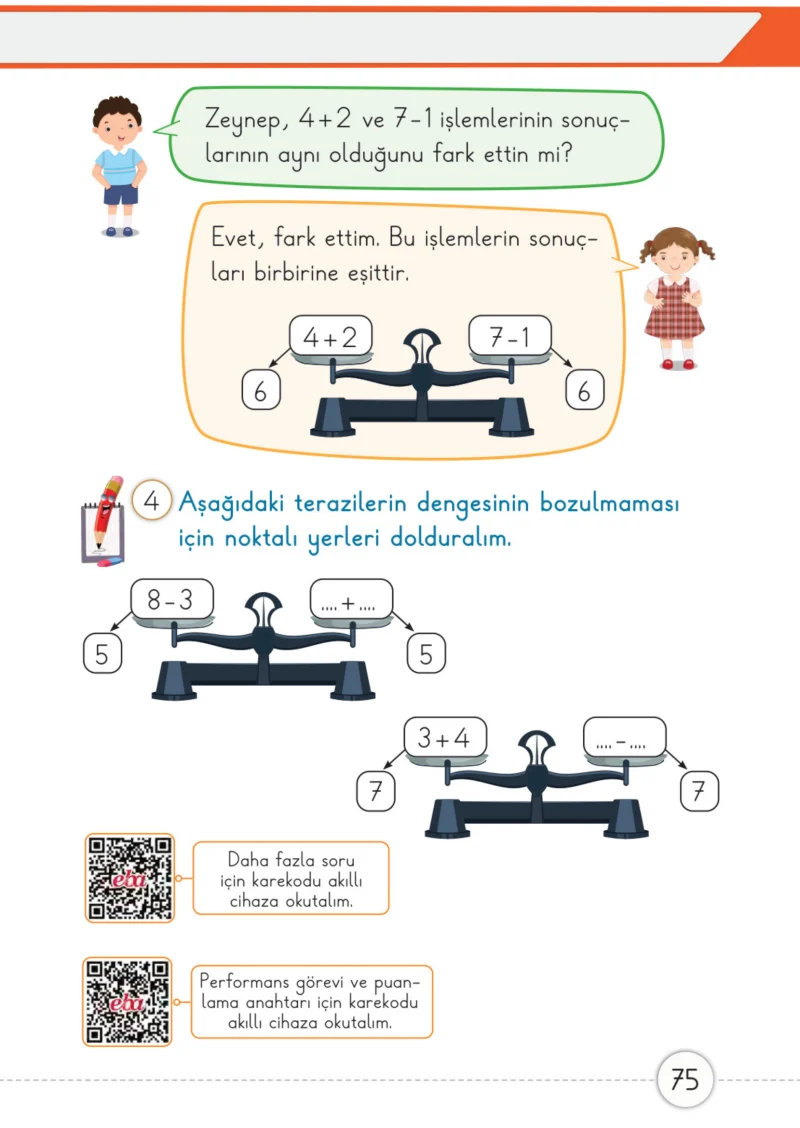 1. Sınıf Matematik Ders Kitabı Cevapları Meb Yayınları 2. Kitap Sayfa 75