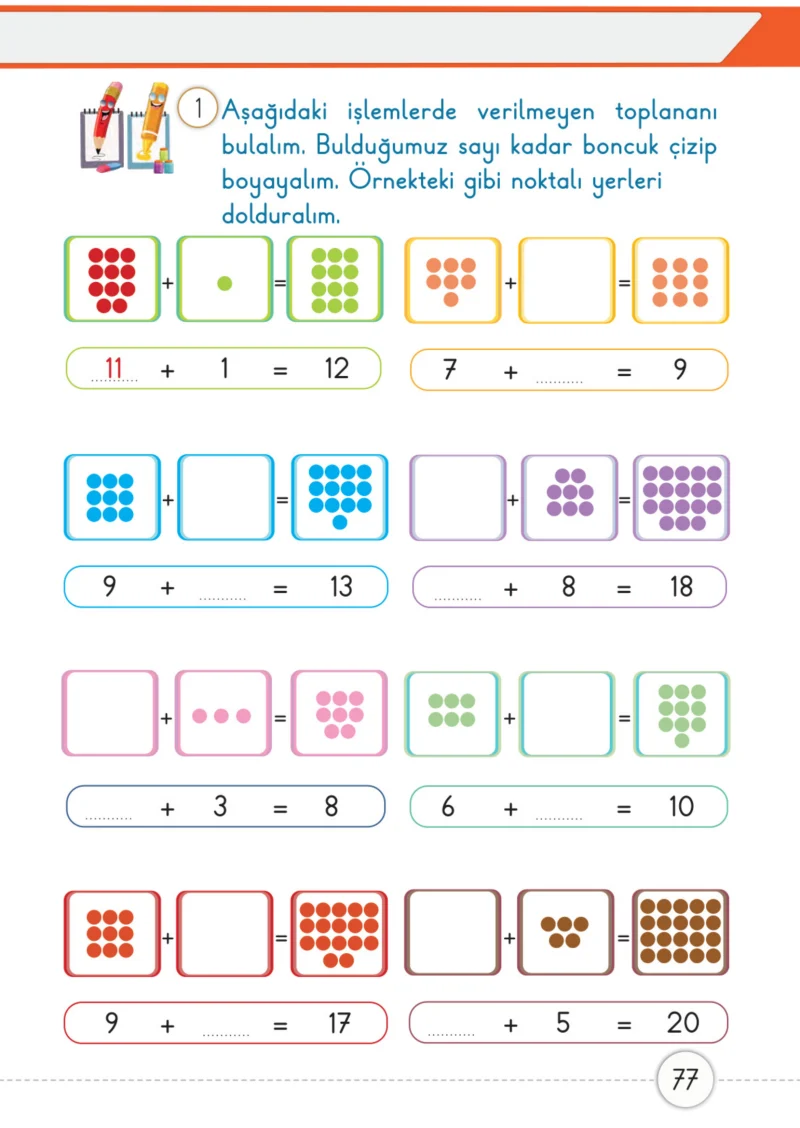 1. Sınıf Matematik Ders Kitabı Cevapları Meb Yayınları 2. Kitap Sayfa 77