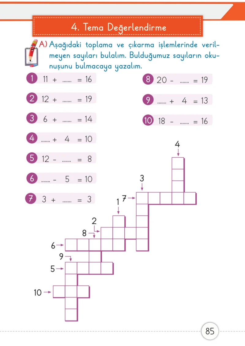 1. Sınıf Matematik Ders Kitabı Cevapları Meb Yayınları 2. Kitap Sayfa 85