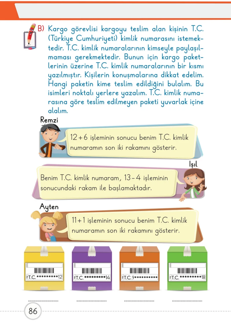 1. Sınıf Matematik Ders Kitabı Cevapları Meb Yayınları 2. Kitap Sayfa 86