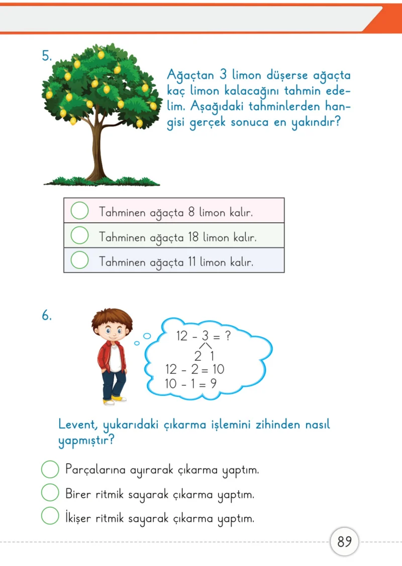 1. Sınıf Matematik Ders Kitabı Cevapları Meb Yayınları 2. Kitap Sayfa 89