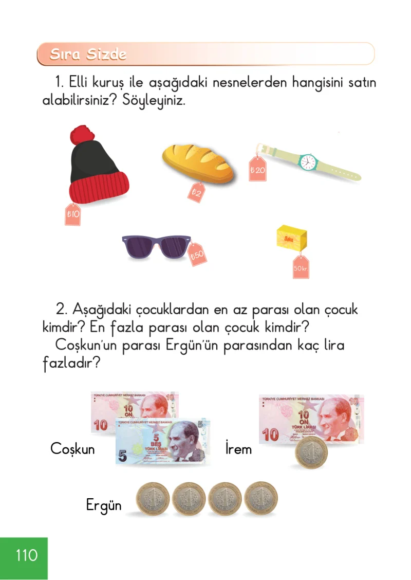 1. Sınıf Matematik Ders Kitabı Cevapları Meb Yayınları Sayfa 110