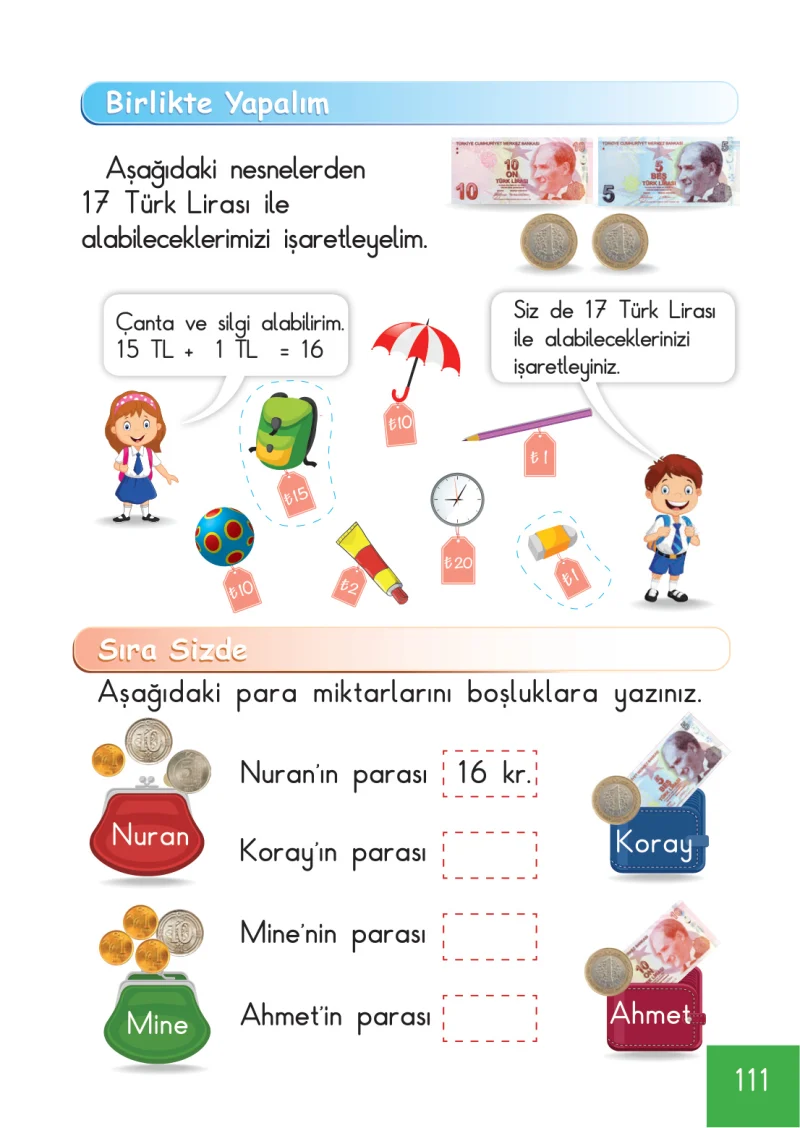 1. Sınıf Matematik Ders Kitabı Cevapları Meb Yayınları Sayfa 111