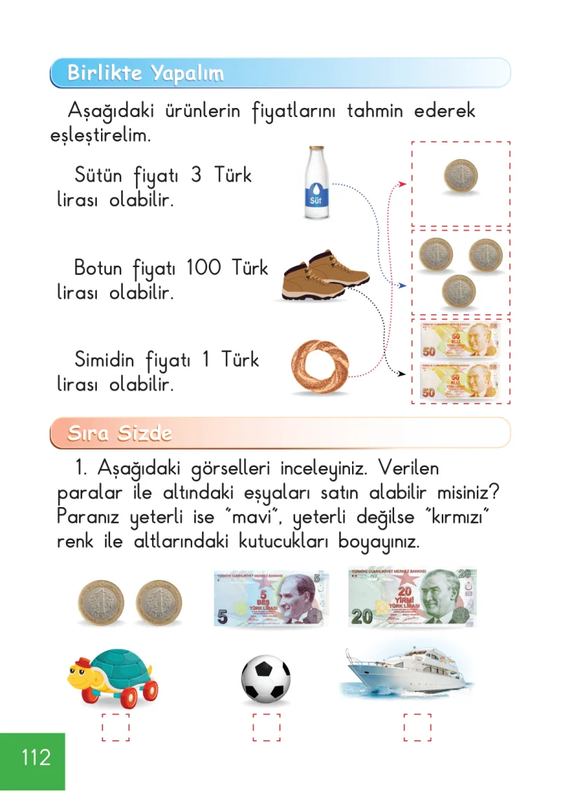 1. Sınıf Matematik Ders Kitabı Cevapları Meb Yayınları Sayfa 112