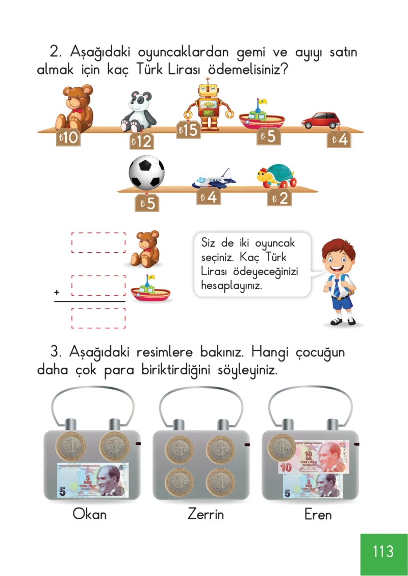 1. Sınıf Matematik Ders Kitabı Cevapları Meb Yayınları Sayfa 113