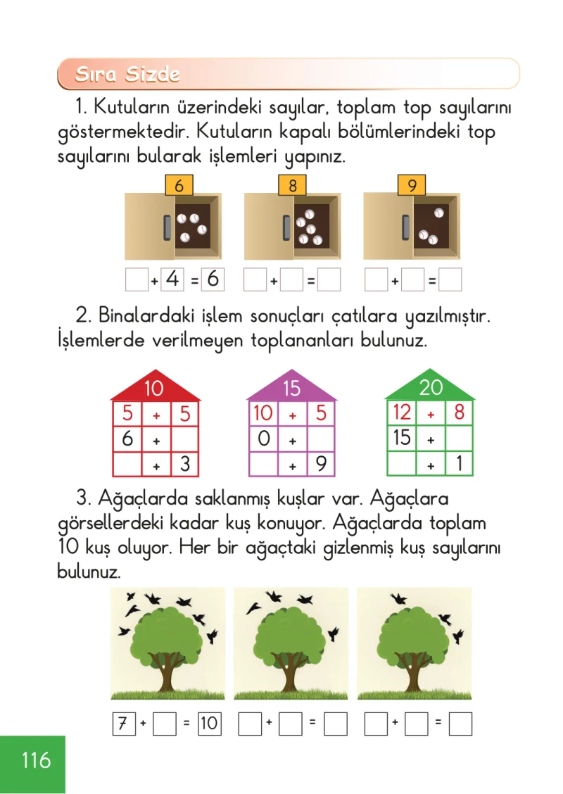 1. Sınıf Matematik Ders Kitabı Cevapları Meb Yayınları Sayfa 116