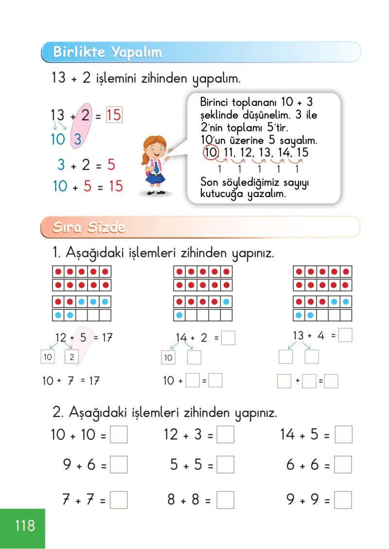 1. Sınıf Matematik Ders Kitabı Cevapları Meb Yayınları Sayfa 118