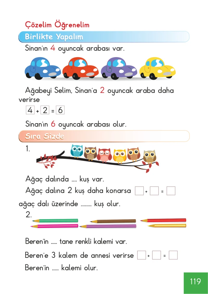 1. Sınıf Matematik Ders Kitabı Cevapları Meb Yayınları Sayfa 119