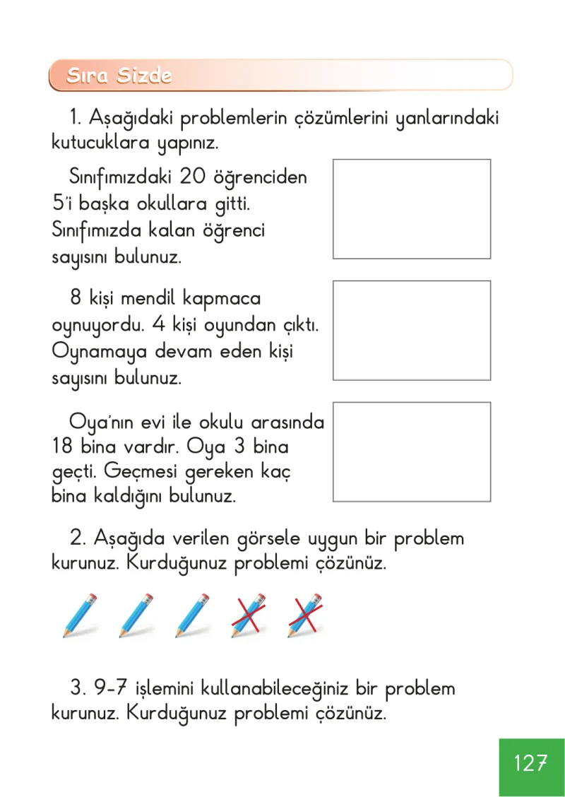 1. Sınıf Matematik Ders Kitabı Cevapları Meb Yayınları Sayfa 127