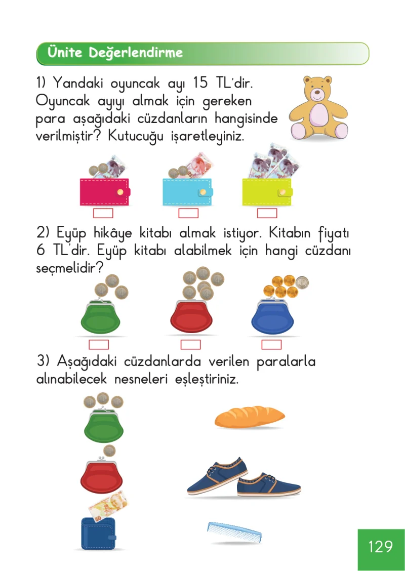 1. Sınıf Matematik Ders Kitabı Cevapları Meb Yayınları Sayfa 129
