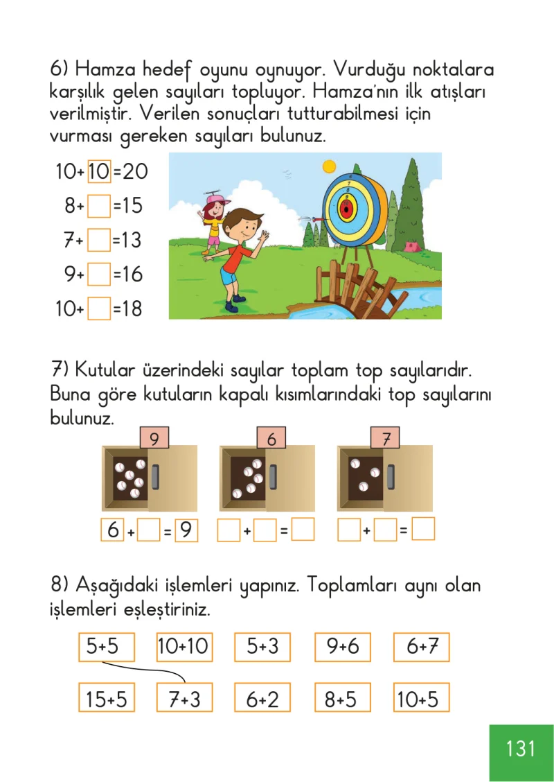 1. Sınıf Matematik Ders Kitabı Cevapları Meb Yayınları Sayfa 131