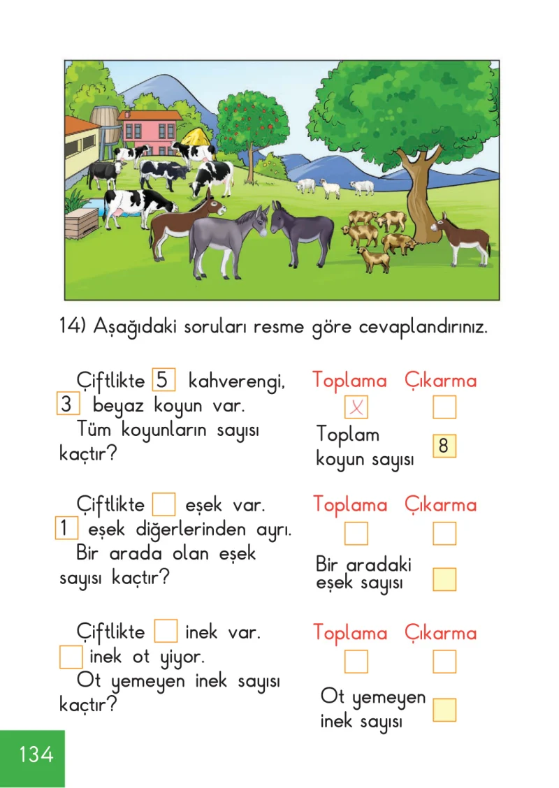 1. Sınıf Matematik Ders Kitabı Cevapları Meb Yayınları Sayfa 134