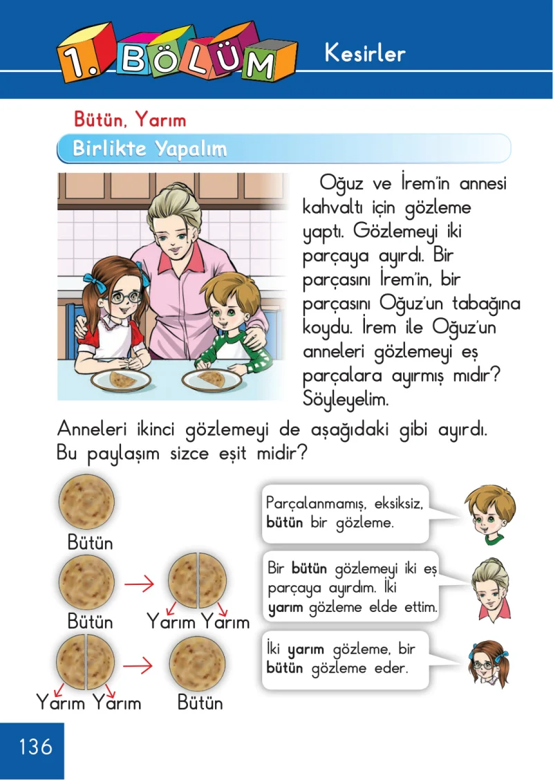 1. Sınıf Matematik Ders Kitabı Cevapları Meb Yayınları Sayfa 136