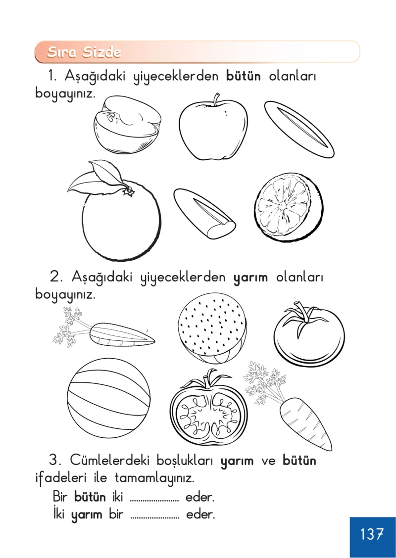 1. Sınıf Matematik Ders Kitabı Cevapları Meb Yayınları Sayfa 137