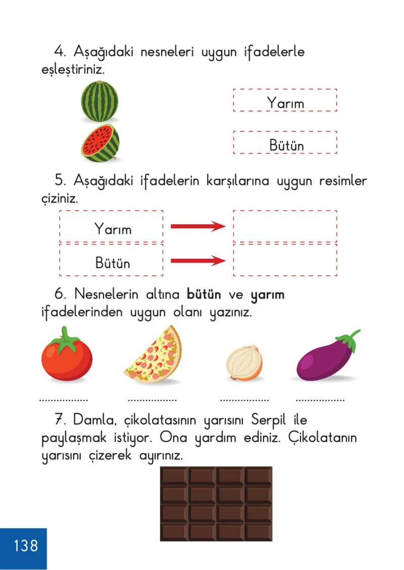 1. Sınıf Matematik Ders Kitabı Cevapları Meb Yayınları Sayfa 138