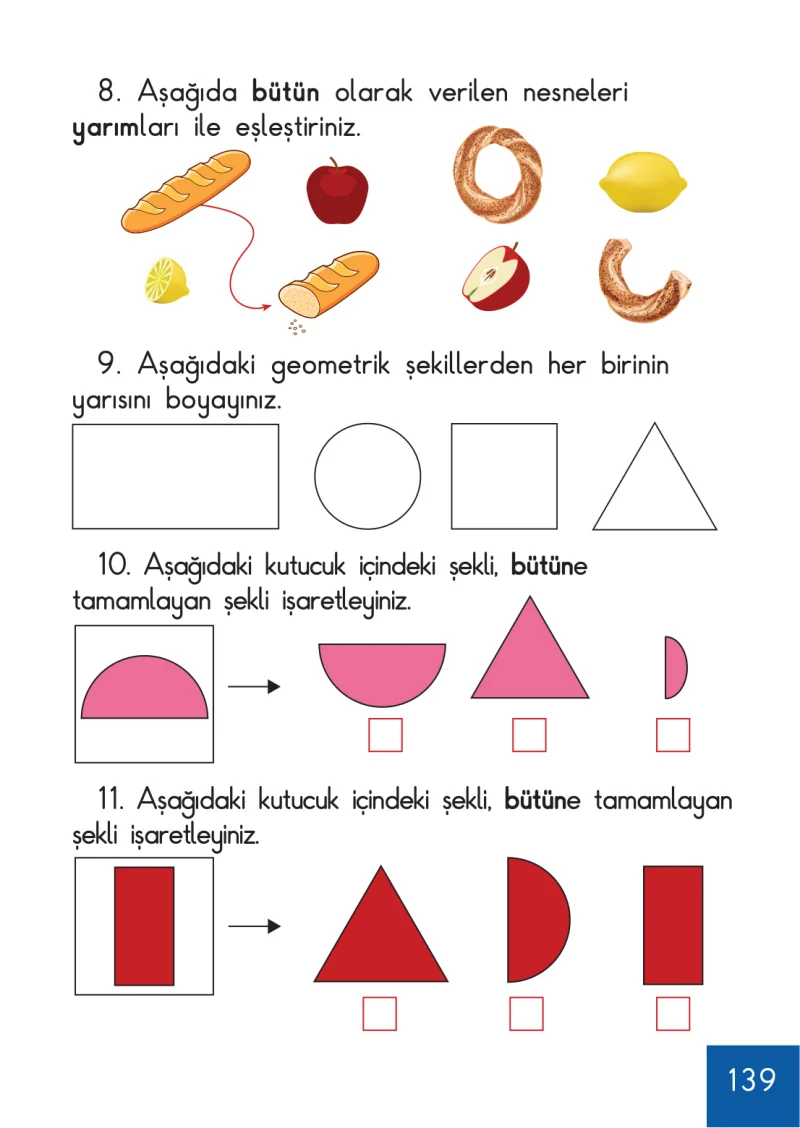 1. Sınıf Matematik Ders Kitabı Cevapları Meb Yayınları Sayfa 139