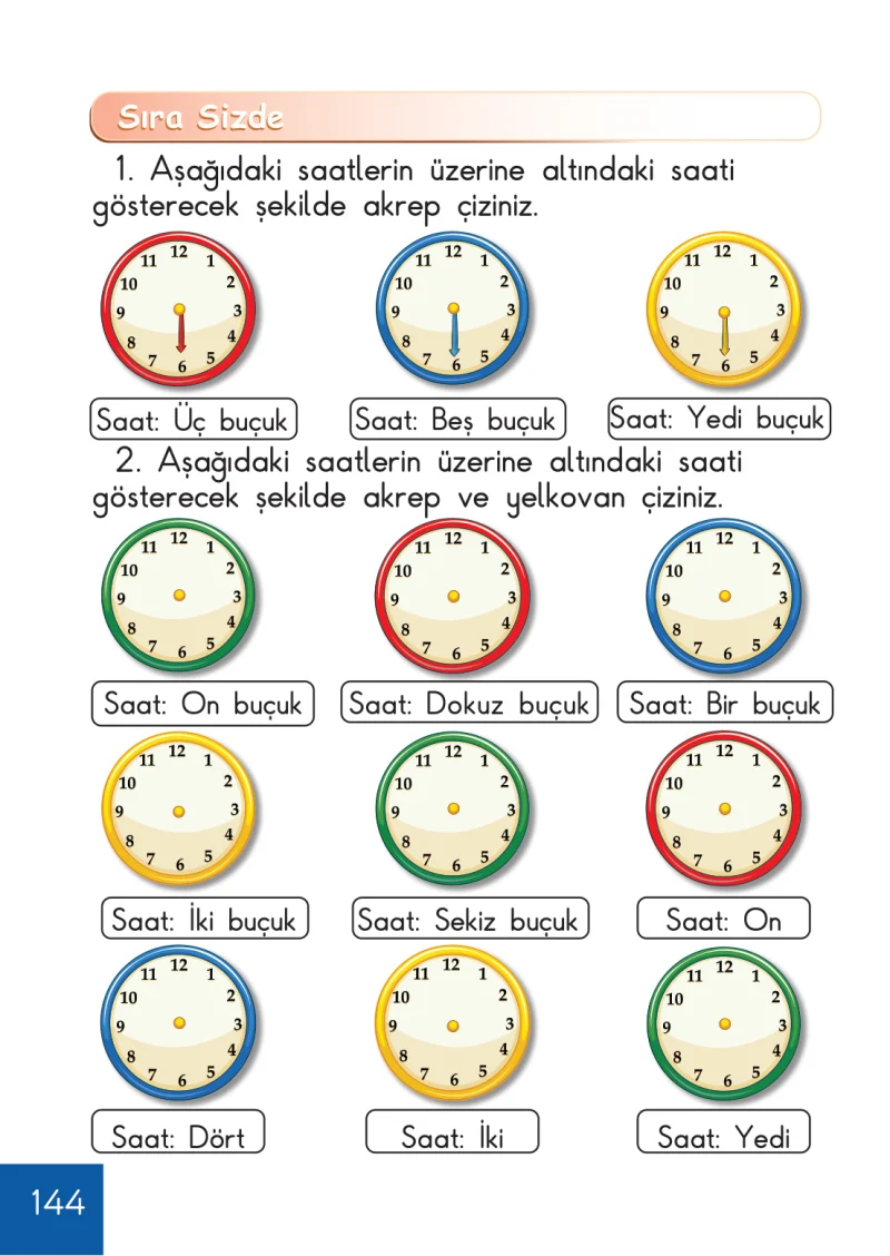1. Sınıf Matematik Ders Kitabı Cevapları Meb Yayınları Sayfa 144