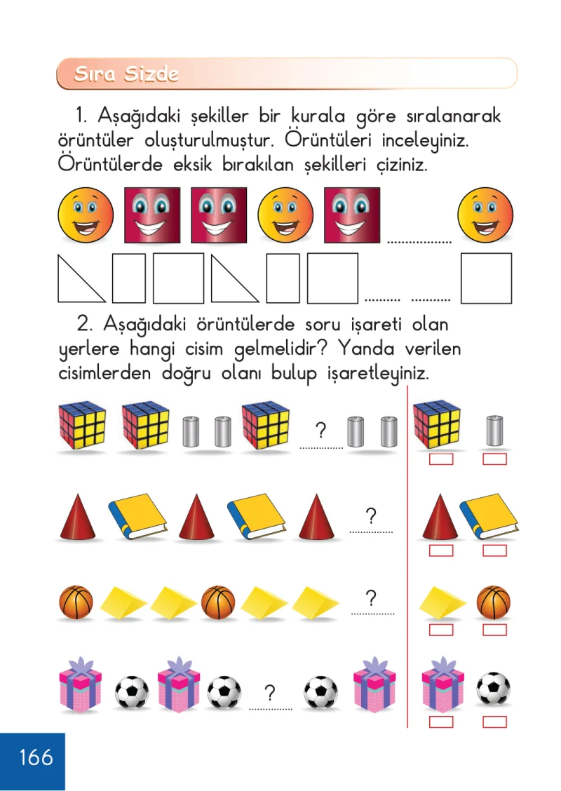 1. Sınıf Matematik Ders Kitabı Cevapları Meb Yayınları Sayfa 166