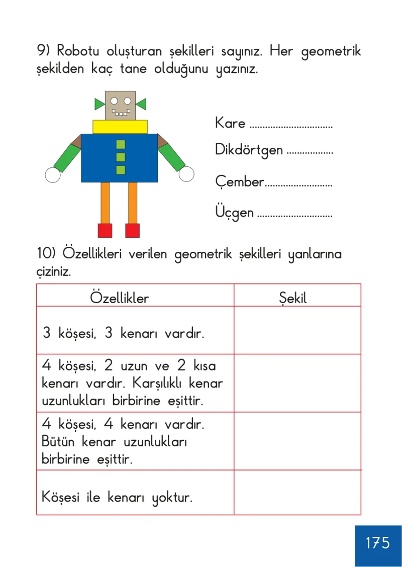 1. Sınıf Matematik Ders Kitabı Cevapları Meb Yayınları Sayfa 175
