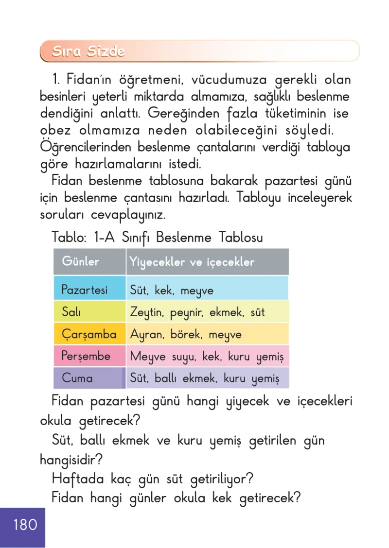 1. Sınıf Matematik Ders Kitabı Cevapları Meb Yayınları Sayfa 180