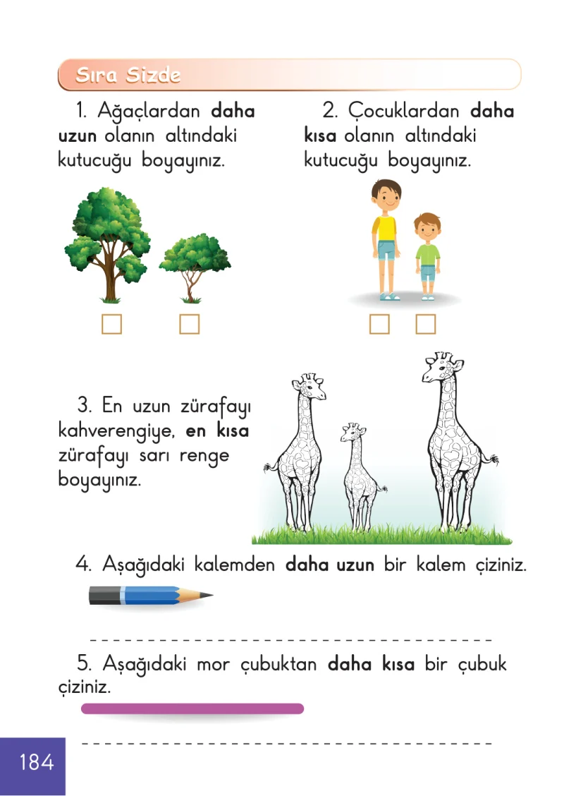 1. Sınıf Matematik Ders Kitabı Cevapları Meb Yayınları Sayfa 184