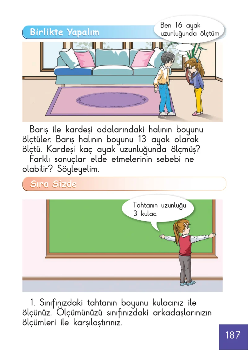 1. Sınıf Matematik Ders Kitabı Cevapları Meb Yayınları Sayfa 187