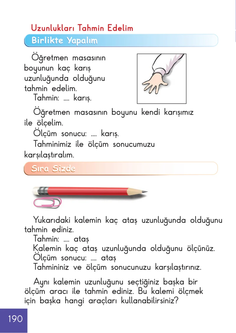 1. Sınıf Matematik Ders Kitabı Cevapları Meb Yayınları Sayfa 190