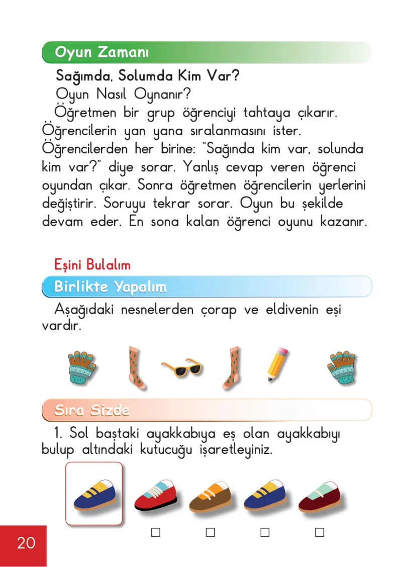 1. Sınıf Matematik Ders Kitabı Cevapları Meb Yayınları Sayfa 20