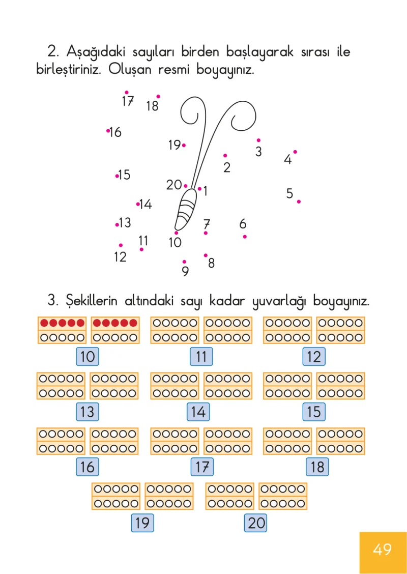 1. Sınıf Matematik Ders Kitabı Cevapları Meb Yayınları Sayfa 49