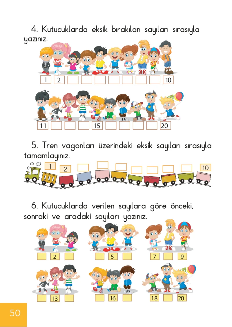 1. Sınıf Matematik Ders Kitabı Cevapları Meb Yayınları Sayfa 50