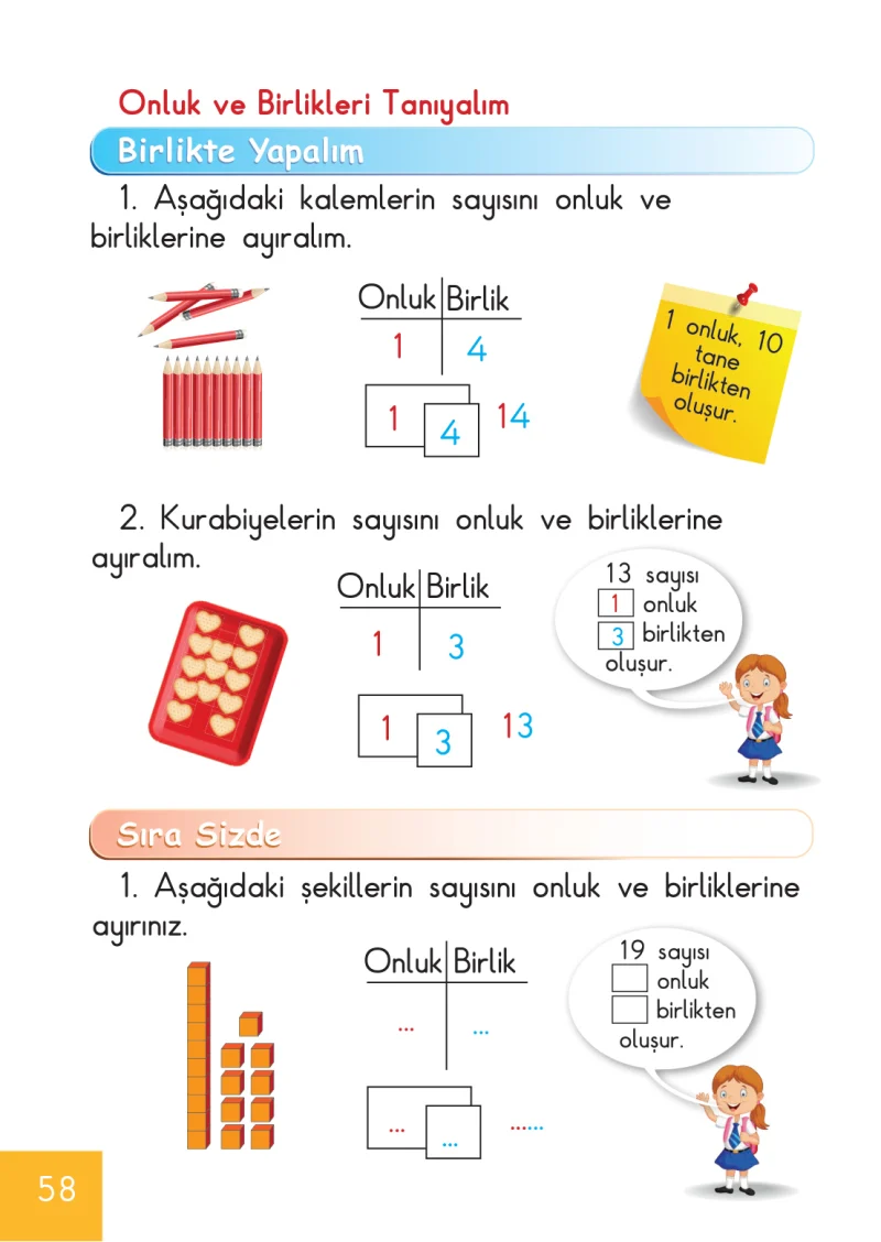 1. Sınıf Matematik Ders Kitabı Cevapları Meb Yayınları Sayfa 58