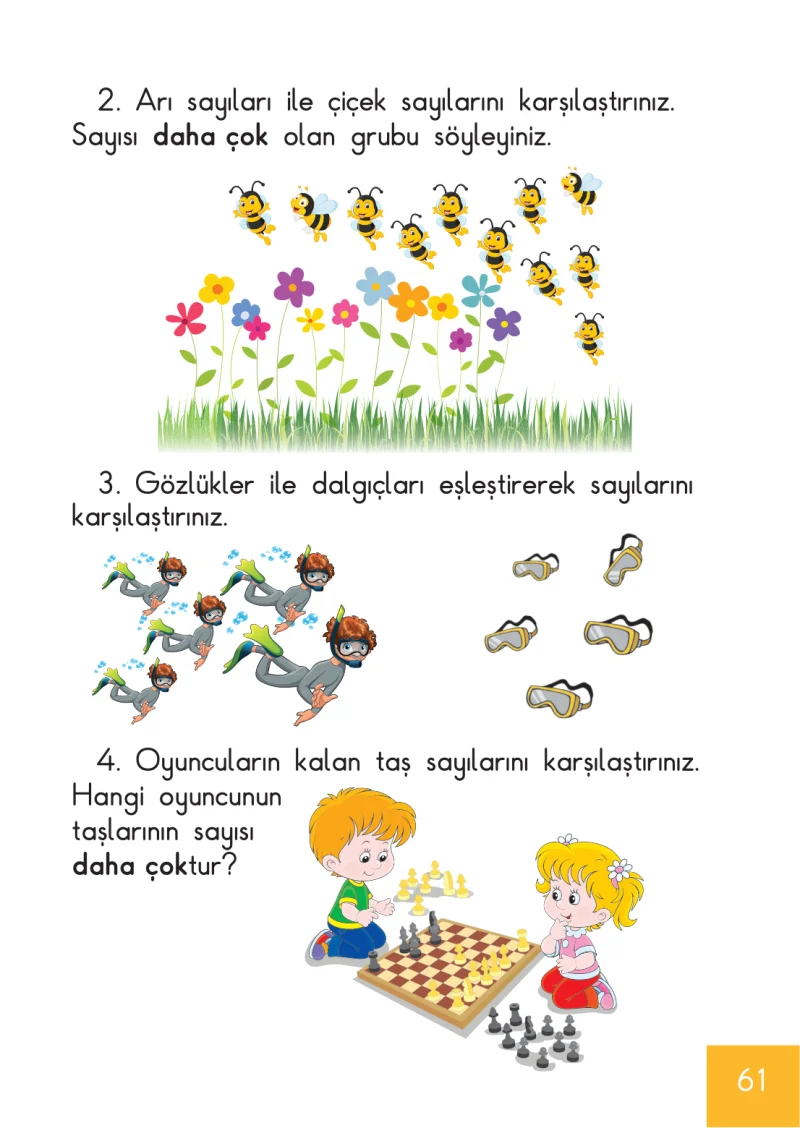 1. Sınıf Matematik Ders Kitabı Cevapları Meb Yayınları Sayfa 61