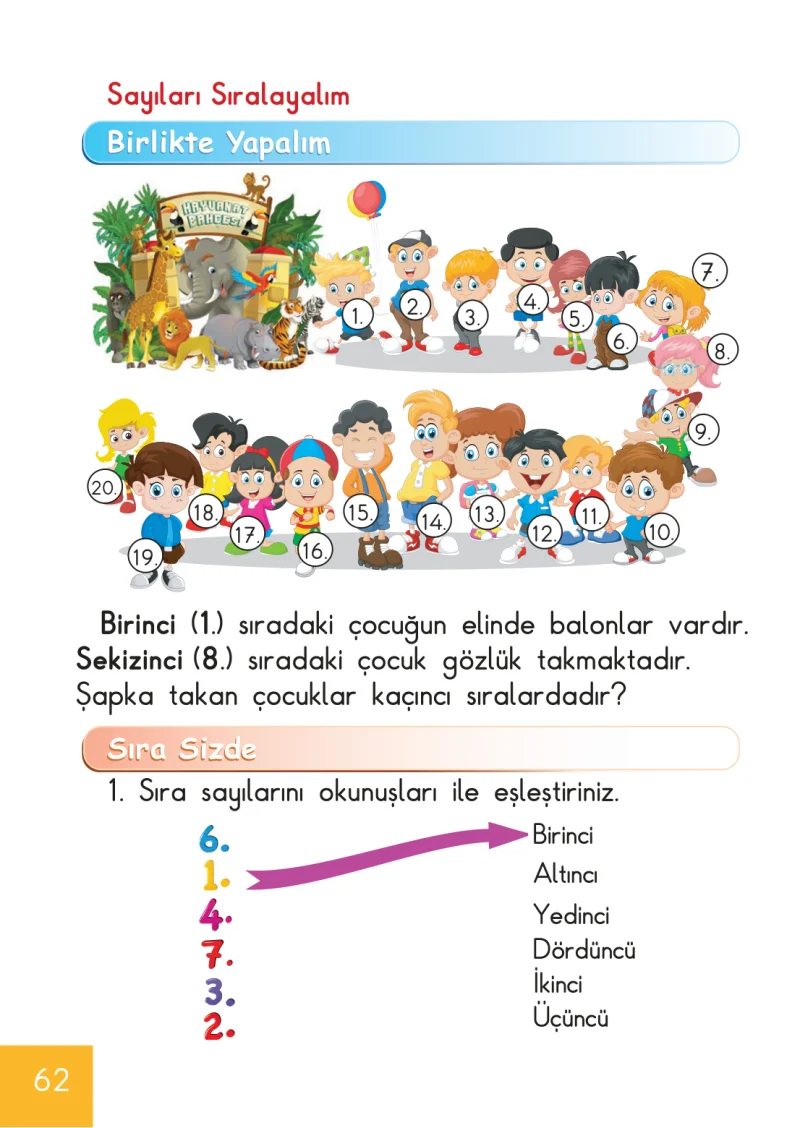 1. Sınıf Matematik Ders Kitabı Cevapları Meb Yayınları Sayfa 62
