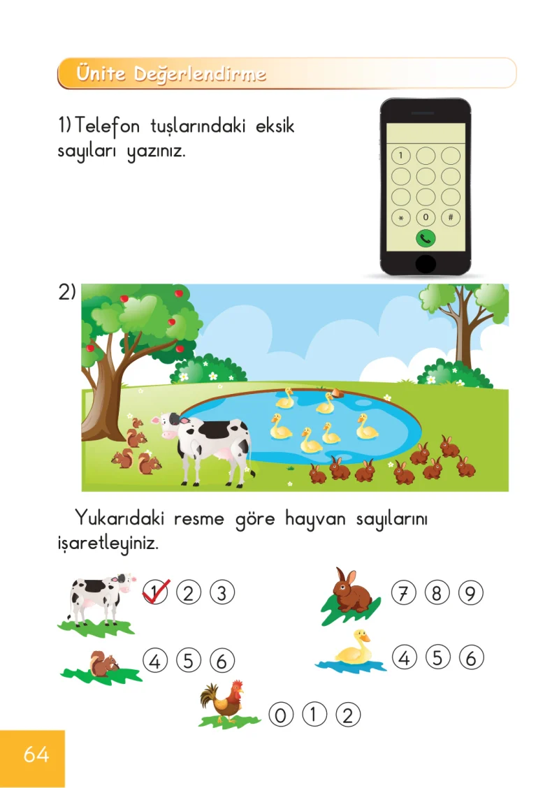1. Sınıf Matematik Ders Kitabı Cevapları Meb Yayınları Sayfa 64