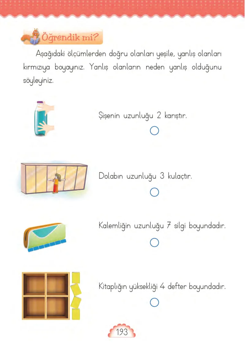 1. Sınıf Matematik Ders Kitabı Cevapları MHG Yayınları Sayfa 193