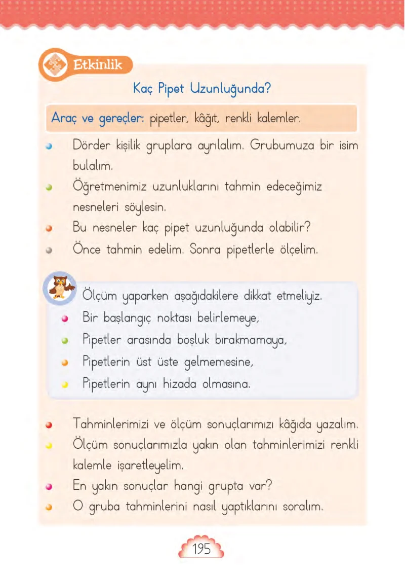 1. Sınıf Matematik Ders Kitabı Cevapları MHG Yayınları Sayfa 195