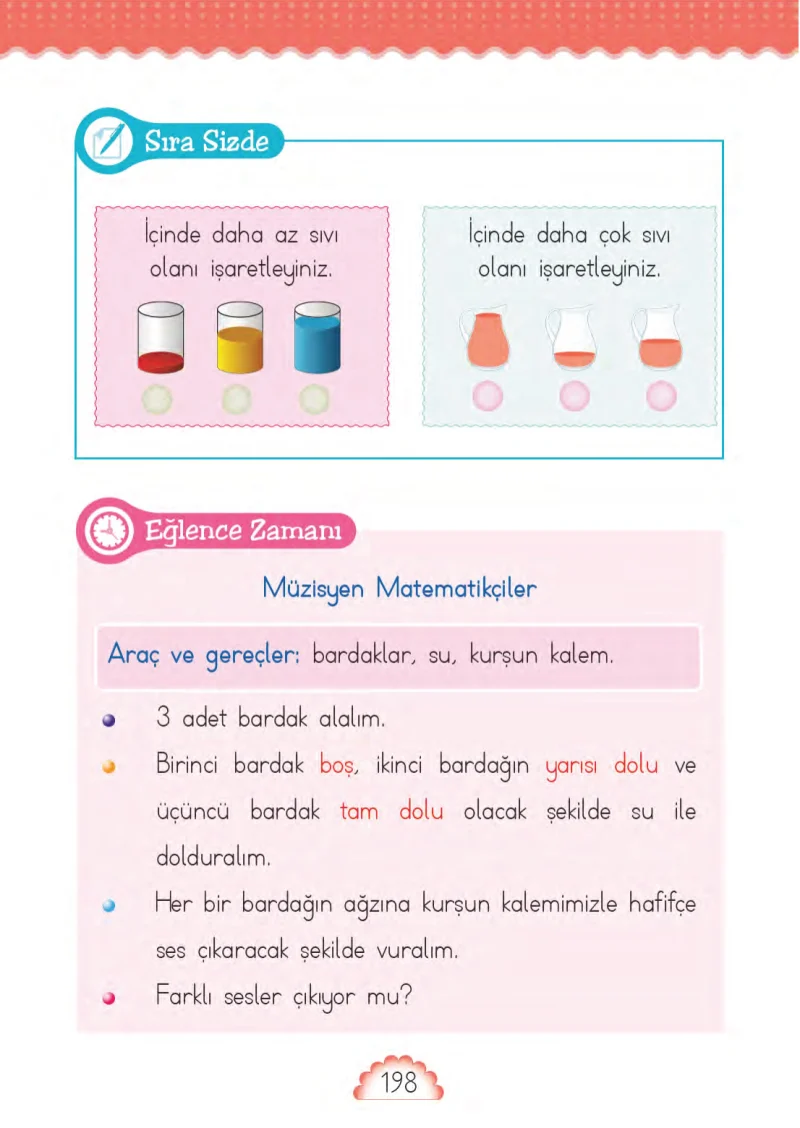 1. Sınıf Matematik Ders Kitabı Cevapları MHG Yayınları Sayfa 198