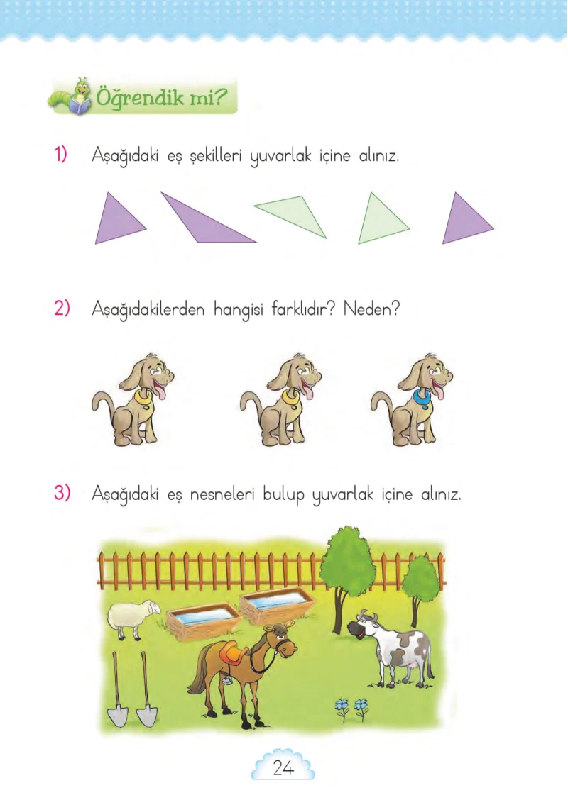 1. Sınıf Matematik Ders Kitabı Cevapları MHG Yayınları Sayfa 24