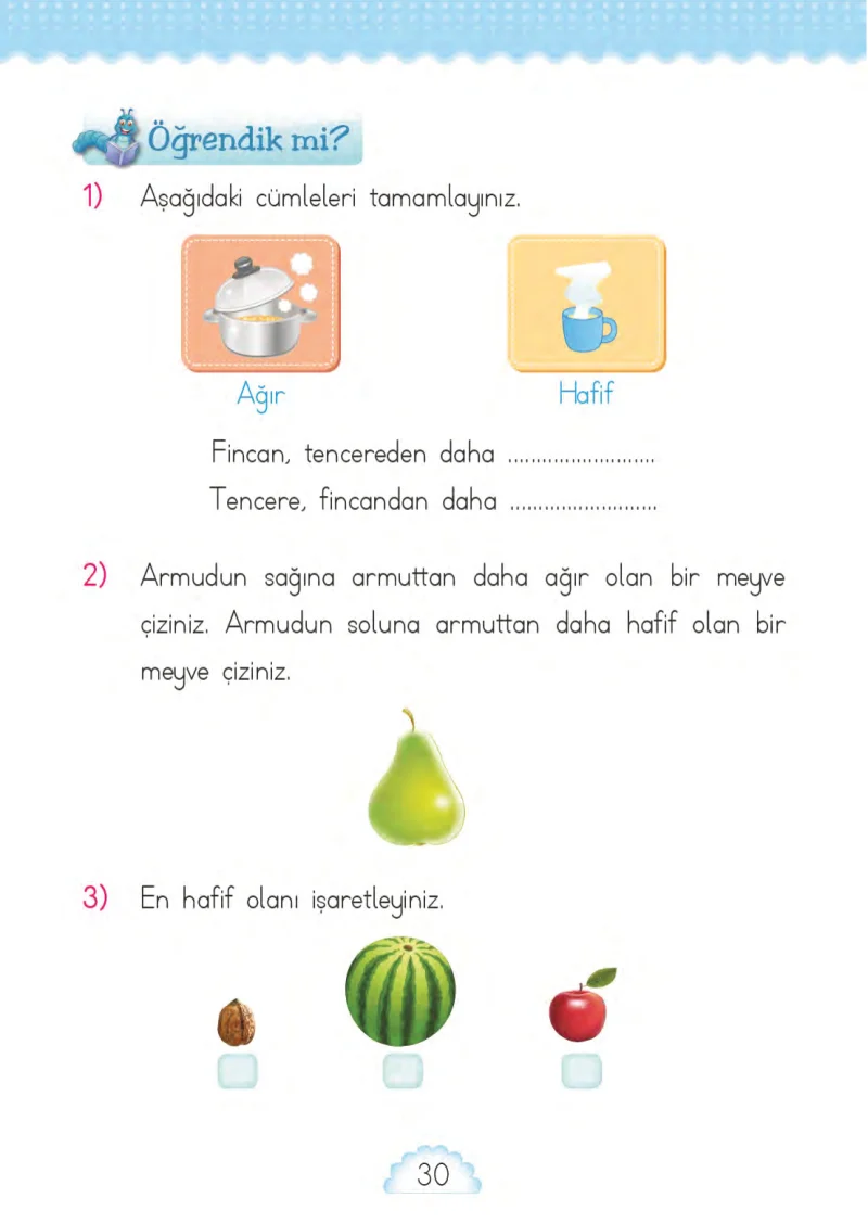 1. Sınıf Matematik Ders Kitabı Cevapları MHG Yayınları Sayfa 30