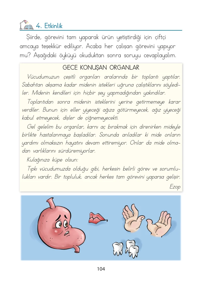 1. Sınıf Türkçe Ders Kitabı Cevapları Ada Matbaacılık Yayıncılık Sayfa 104