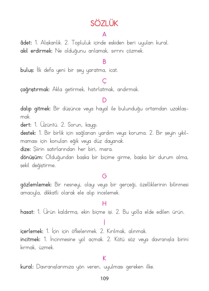 1. Sınıf Türkçe Ders Kitabı Cevapları Ada Matbaacılık Yayıncılık Sayfa 109