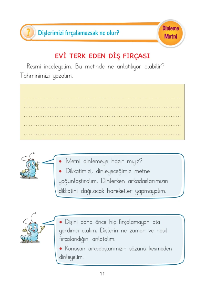 1. Sınıf Türkçe Ders Kitabı Cevapları Ada Matbaacılık Yayıncılık Sayfa 11