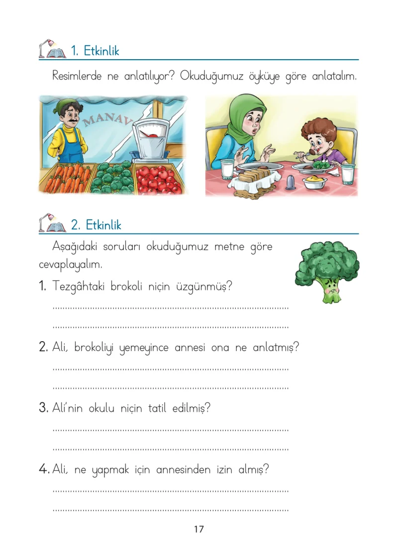1. Sınıf Türkçe Ders Kitabı Cevapları Ada Matbaacılık Yayıncılık Sayfa 17