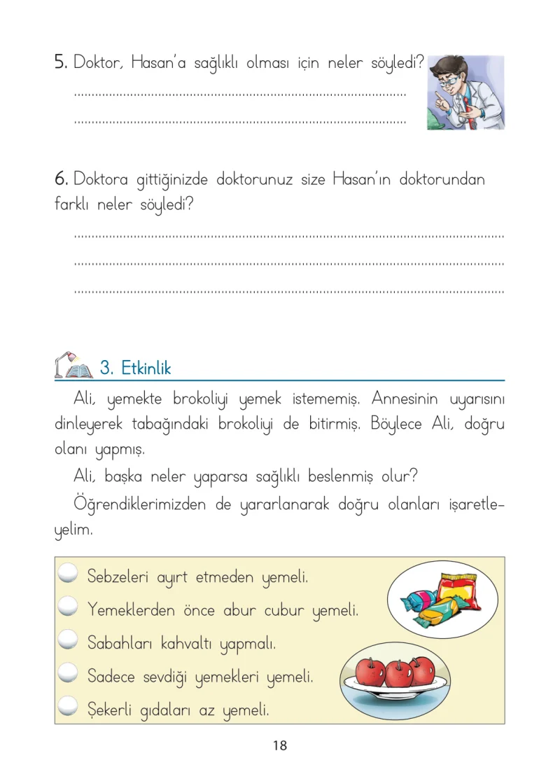 1. Sınıf Türkçe Ders Kitabı Cevapları Ada Matbaacılık Yayıncılık Sayfa 18